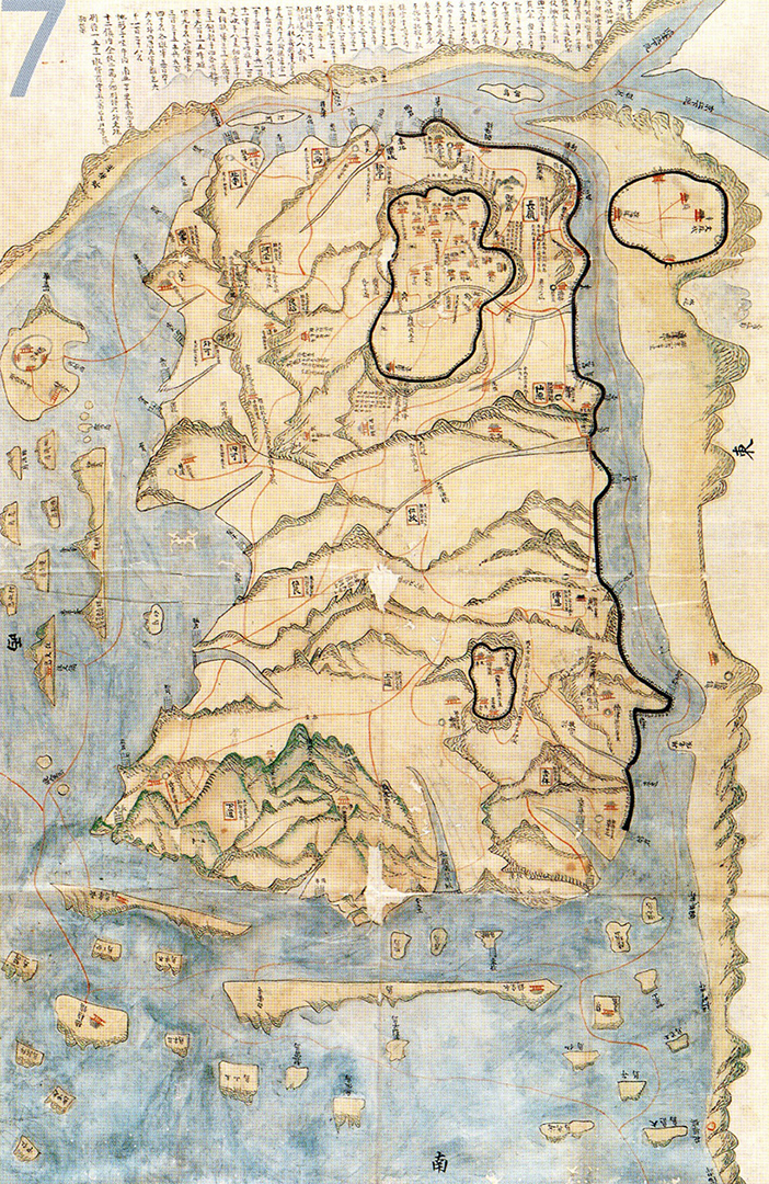18世纪后期的江华地图，76 厘米 X 119厘米（收藏于韩国国立中央图书馆）